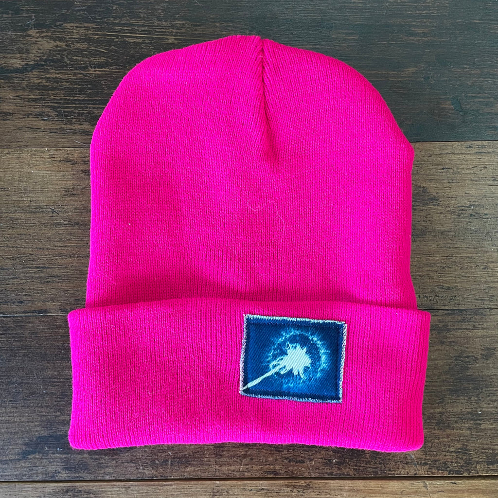 Beanie: Cyanotype Hot Pink Dandelion