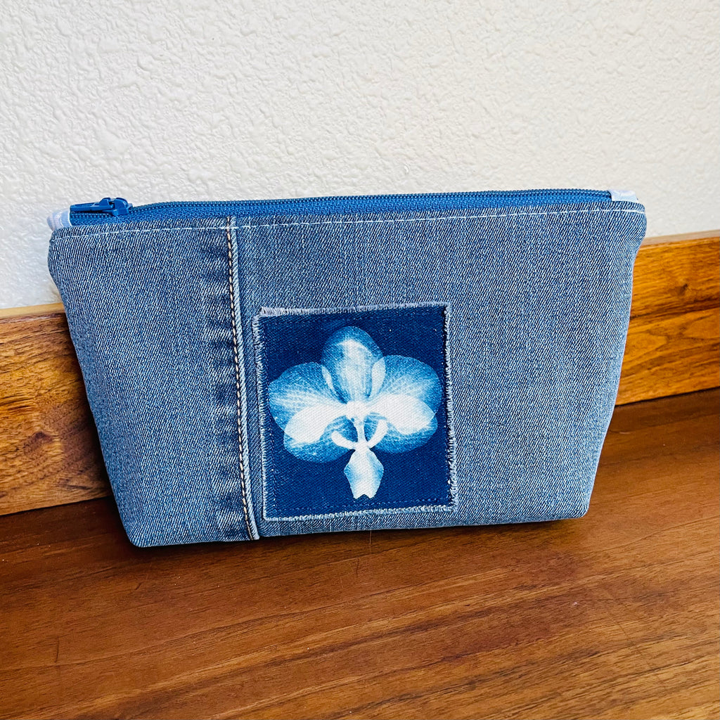 Cosmetics Small Bag: Cyanotype Orchid