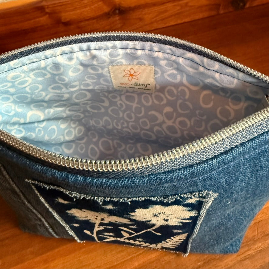 Cosmetics Large Bag: Cyanotype Candytufts Inside