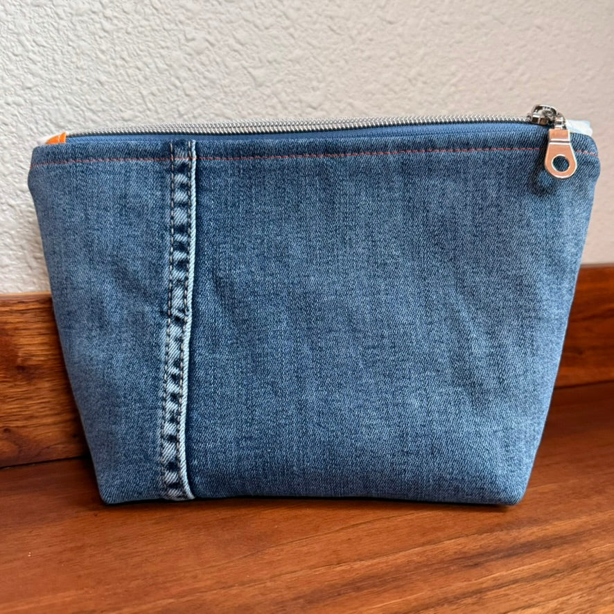 Cosmetics Large Bag: Cyanotype Meadow Back