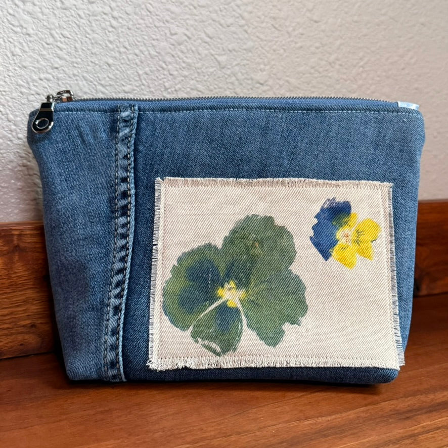 Cosmetics Large Bag: Hammered Pansies 3