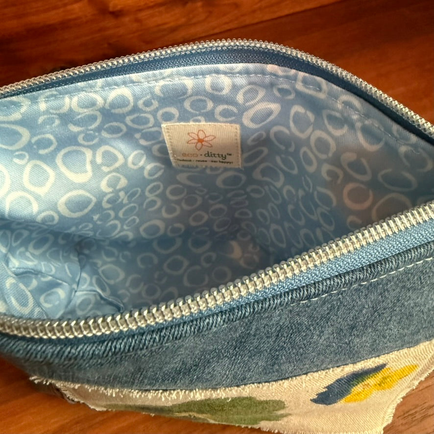 Cosmetics Large Bag: Hammered Pansies 3 Inside