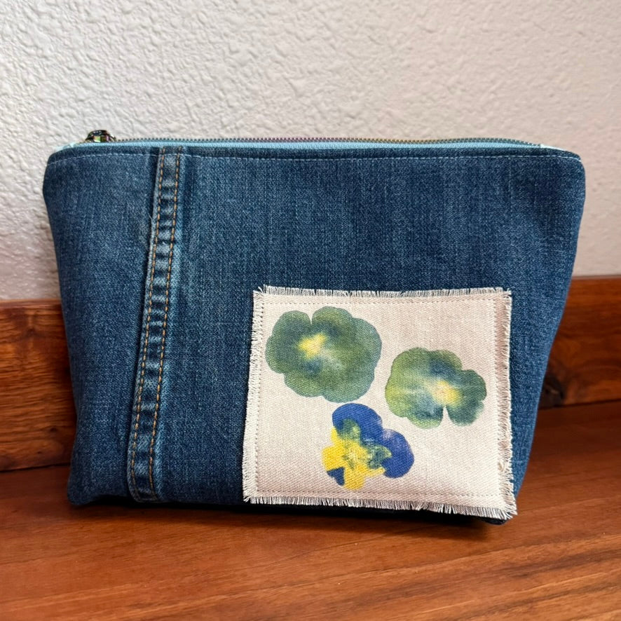 Cosmetics Large Bag: Hammered Pansies 4