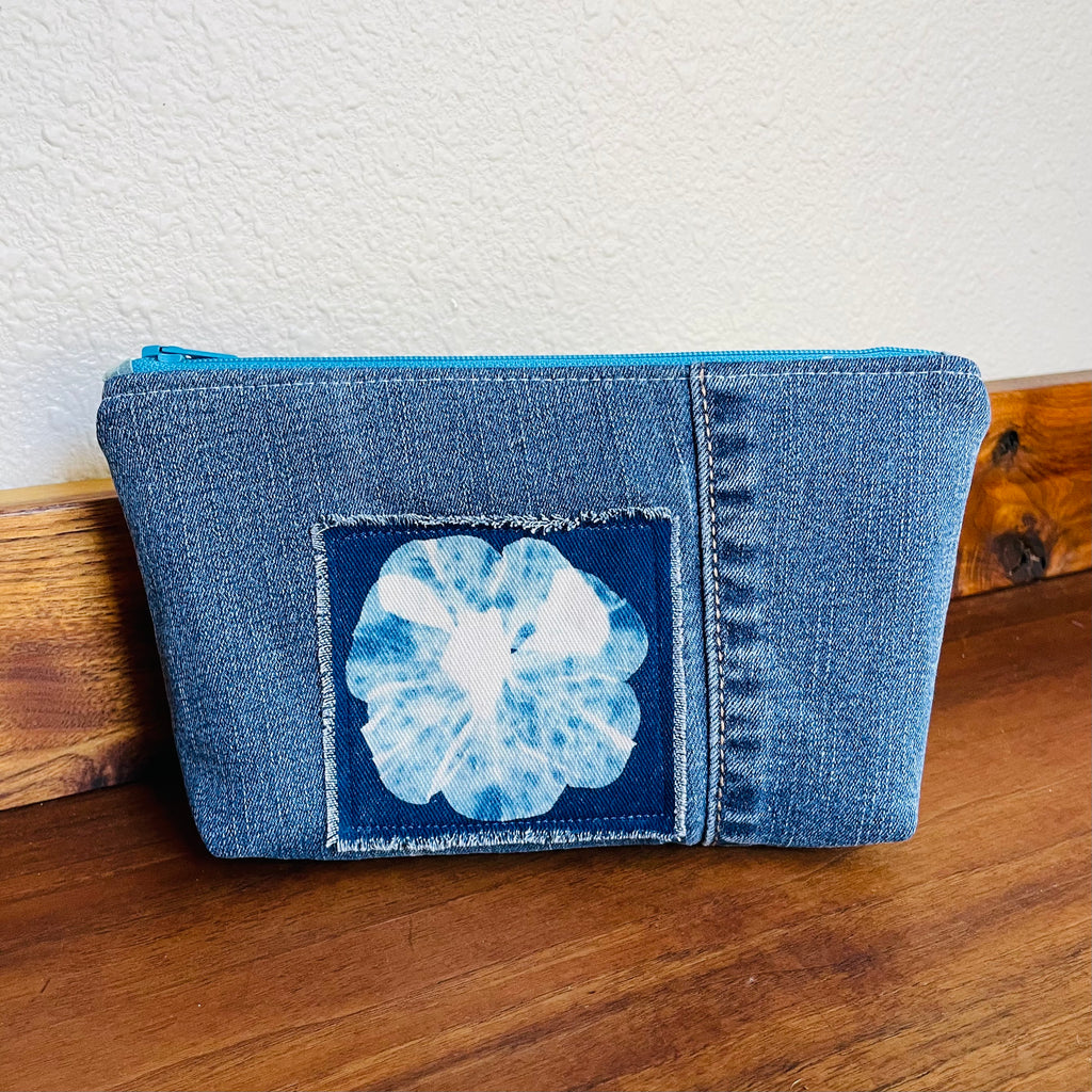 Cosmetics Small Bag: Cyanotype Petunia