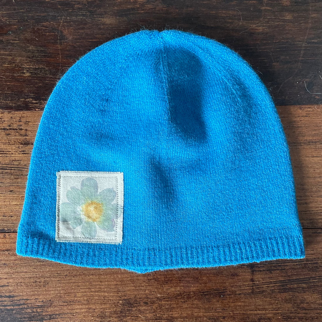 Beanie: Hammered Flower Blue