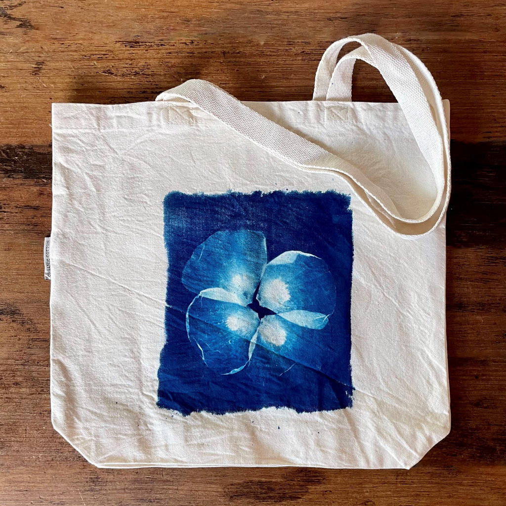 Tote Bag: Cyanotype Poppy Tote
